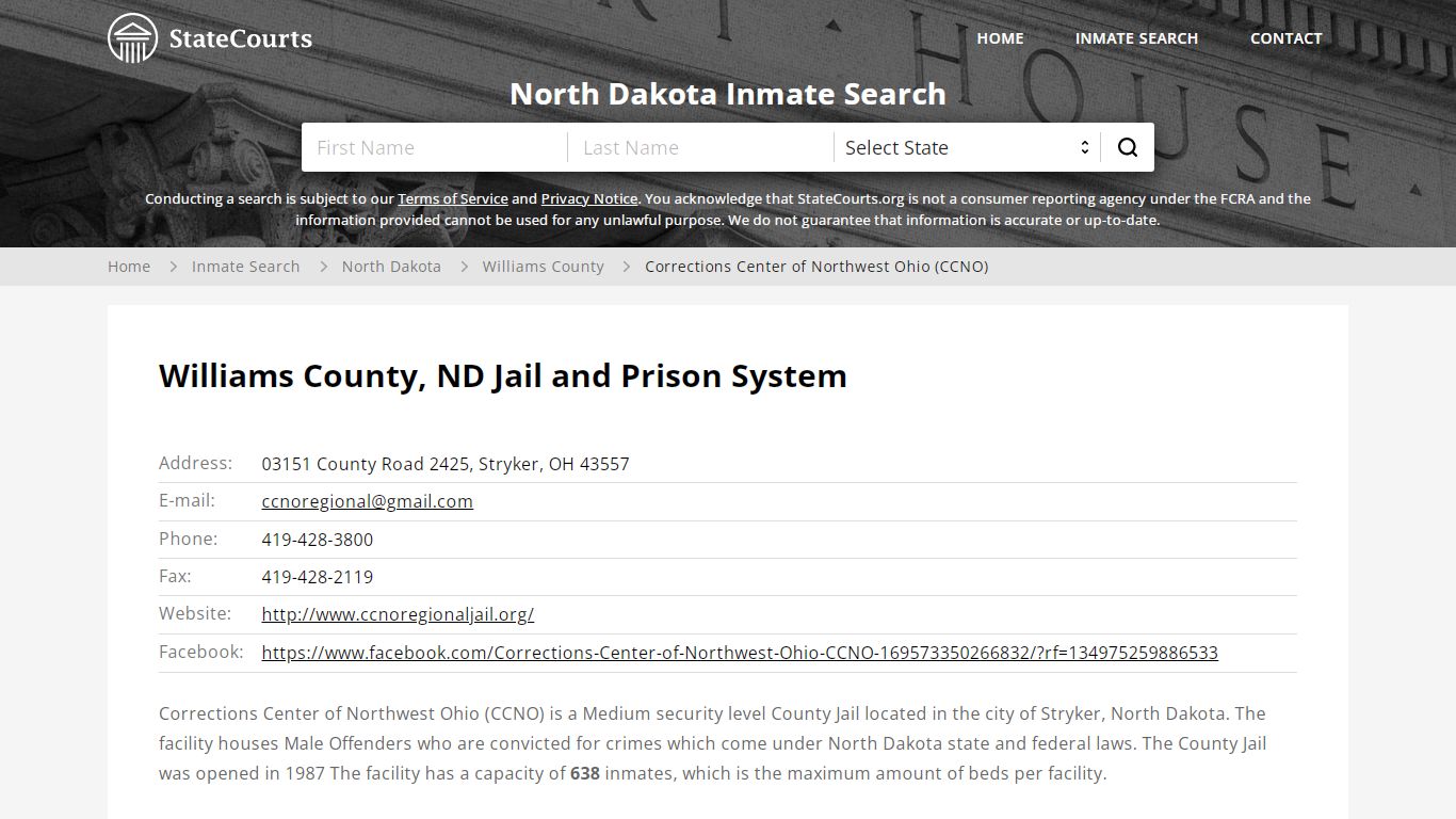 Corrections Center of Northwest Ohio (CCNO) Inmate Records ...